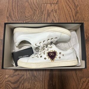 Dolce & Gabbana White Lace Up Sneakers